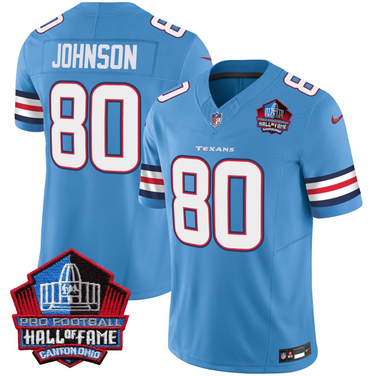 Andre Johnson #80 Houston Texans Hall Of Fame Patch Blue Jersey – All Stitched