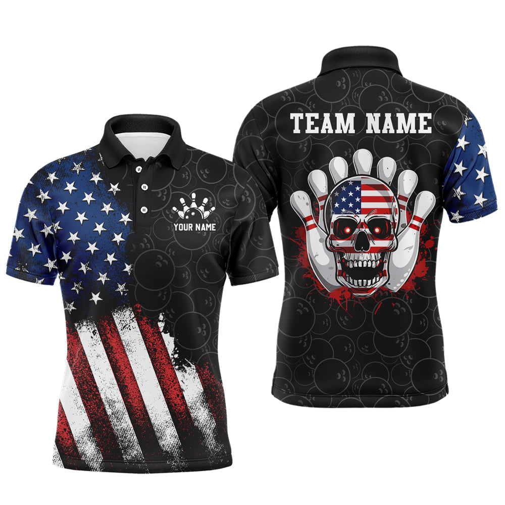 Peckshirt  Skull Bowling Polo Shirt US Flag Bowling Jersey Men Bowling Camo Bowling Customized QZT261 - Print In Your Way