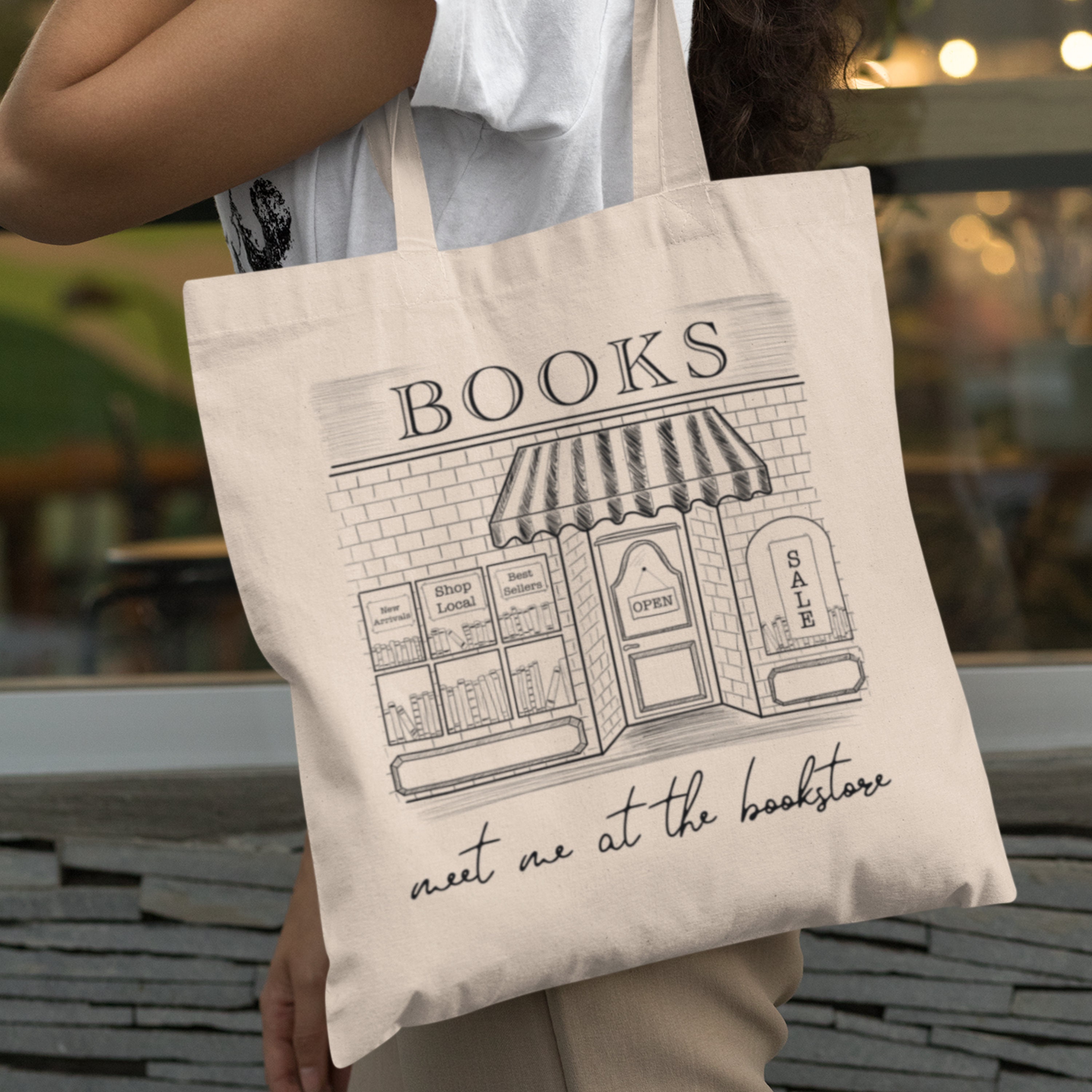 Meet Me at the Bookstore Canvas Tote Bag, Book Bag, Reading Tote, Bookish Tote Bag, Teacher Gifts, Holiday Gifts