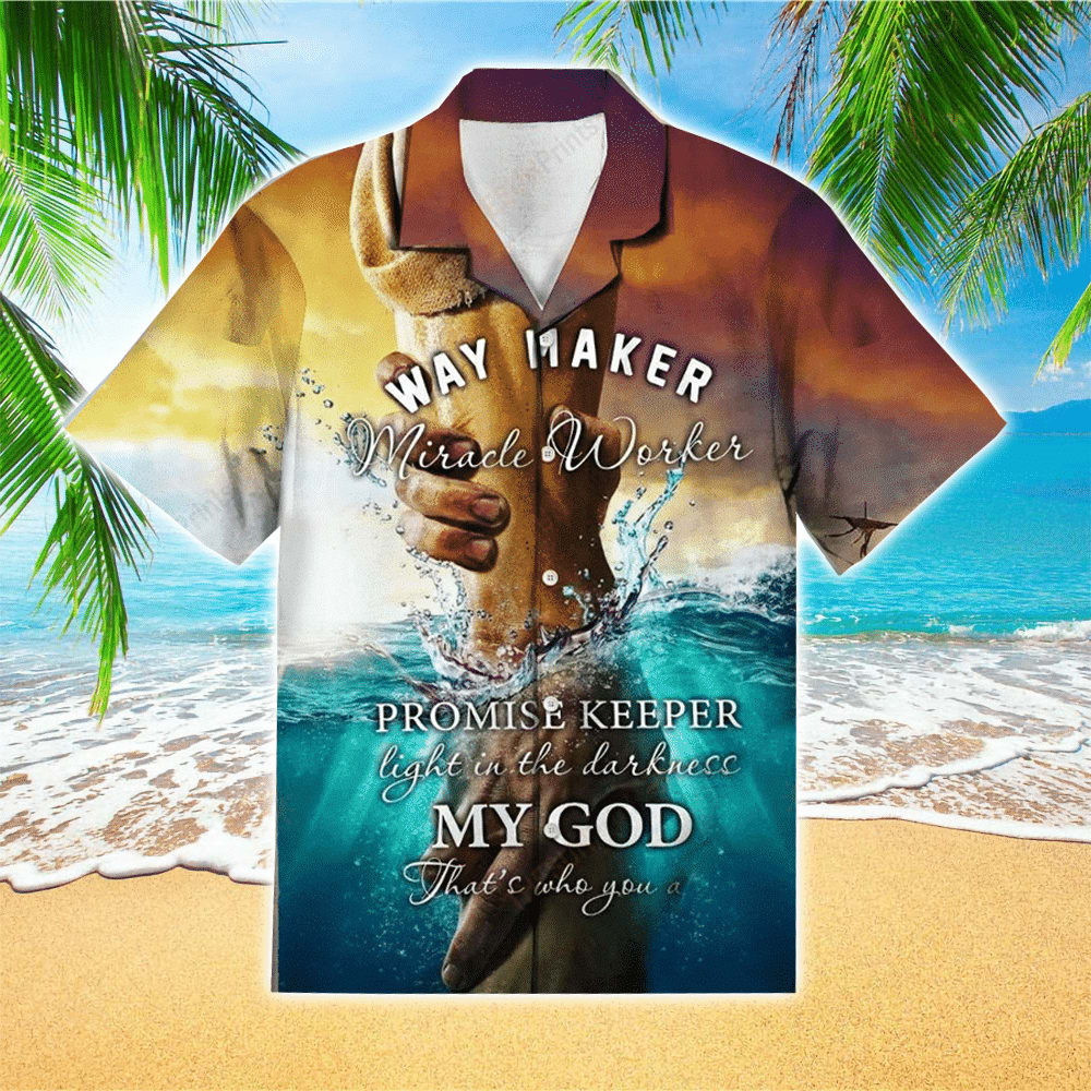 Hand Of Jesus Hawaiian Shirt – Way Maker Miracle Worker Jesus Hawaiian Shirt – Christian Hawaiian Shirts For Men & Women