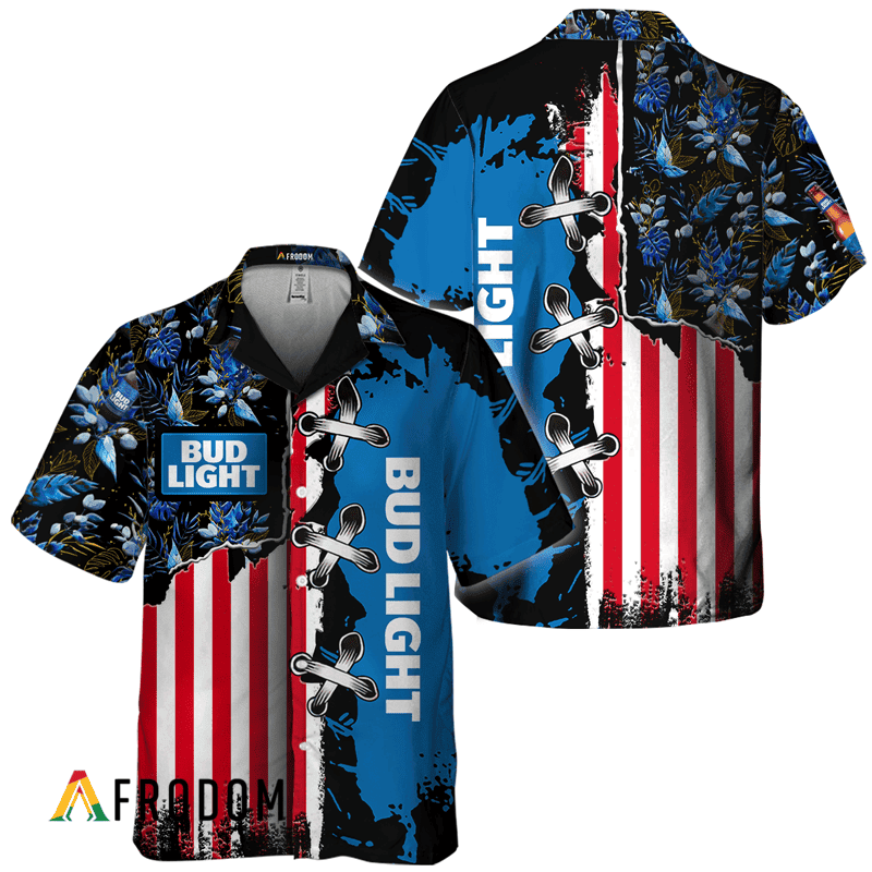 Vintage Tropical Flower Bud Light Hawaiian Shirt