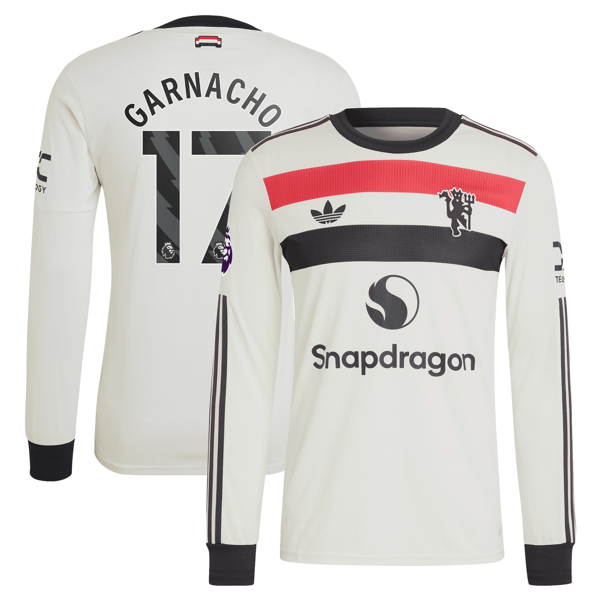 Alejandro Garnacho Manchester United Adidas 2024/25 Third Long Sleeve Jersey – Cream