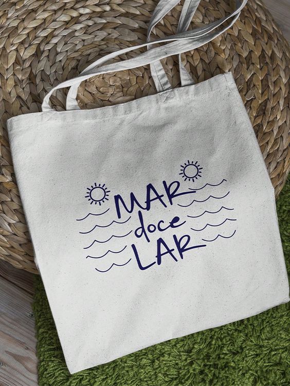 Mar Doce Lar Tote bag, Canvas Tote Bags, Tote Bag Design, Tote Bag Idea