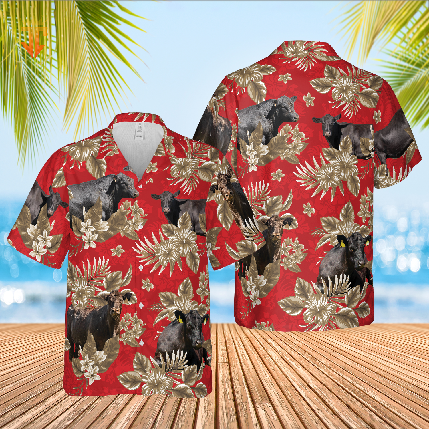 Black Angus Cattle Lovers Aloha Pattern All Over Printed 3D Hawaiian Shirt