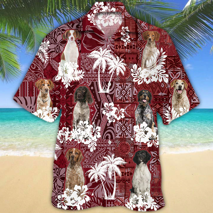 Brittany Red Hawaiian Shirt, Gift For Dog Lover Shirts, Animal Summer Shirts, Hawaiian Shirt Men