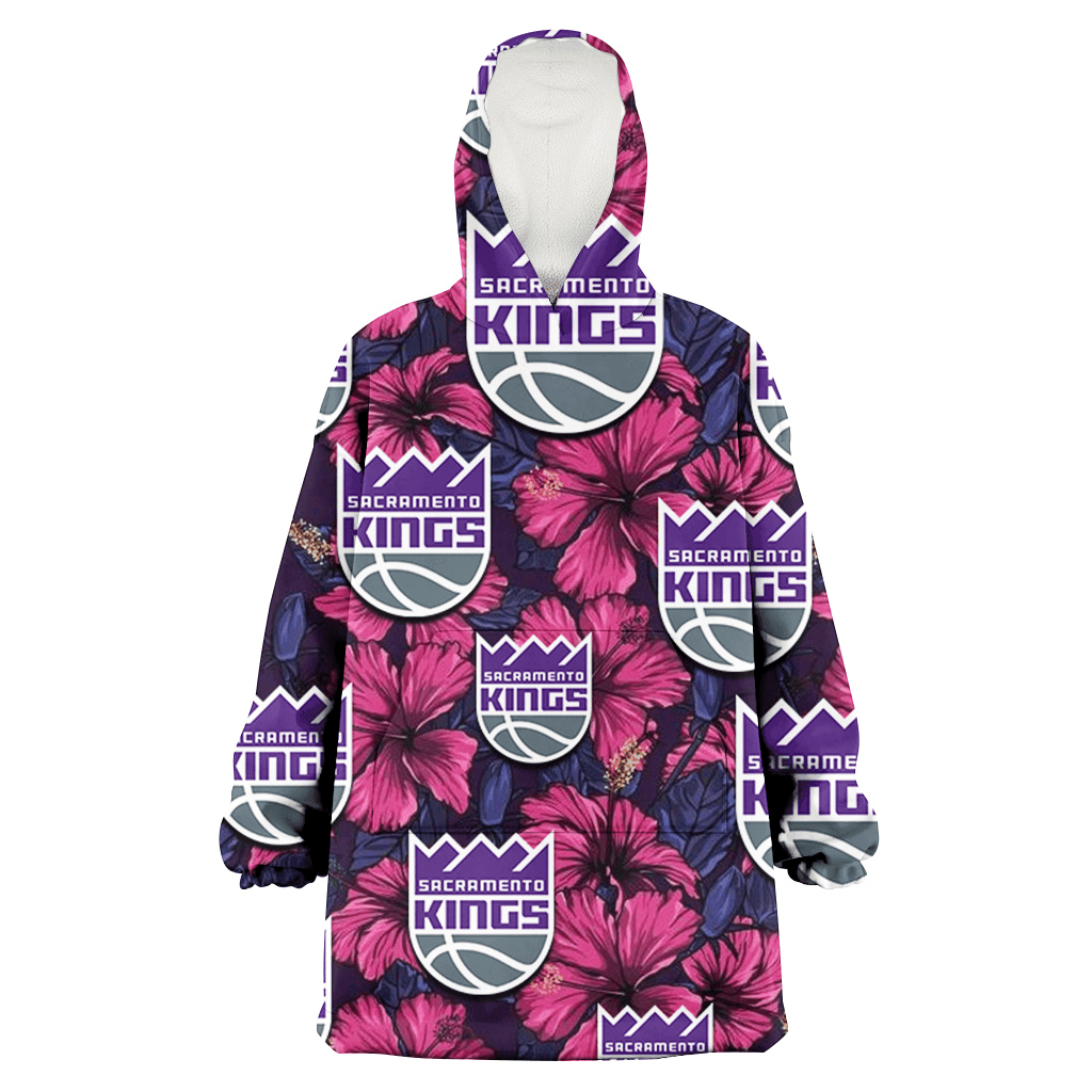 Sacramento Kings Violet Red Blue Leaf Black Background 3D Printed Hoodie Blanket Snug Hoodie