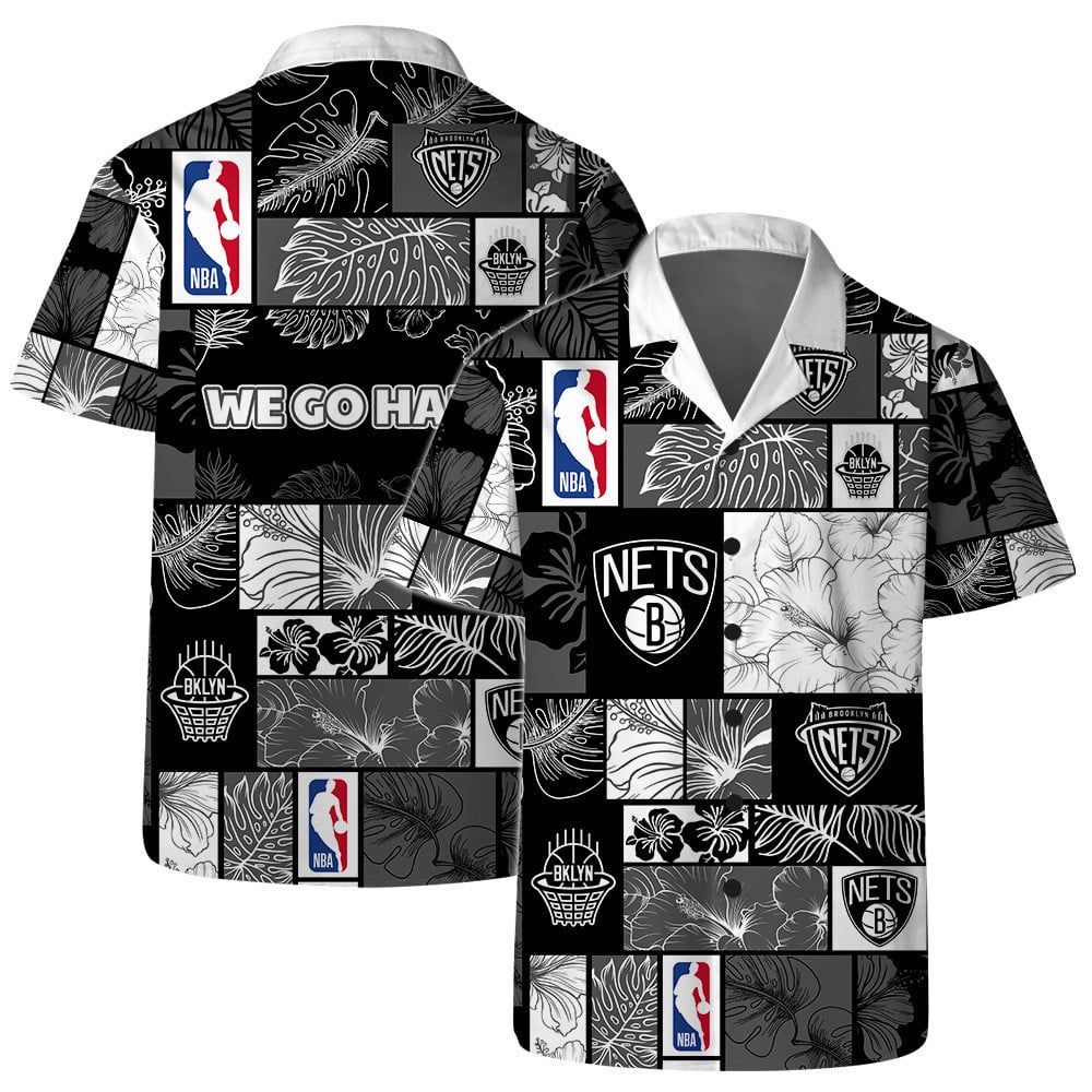 Brooklyn Nets National Basketball Association Aop Hawaiian Shirt Pattern