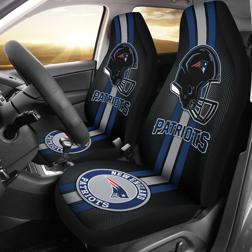 New England Patriots Helmet Black Grey Blue Car Seat Cover Set CSC7022