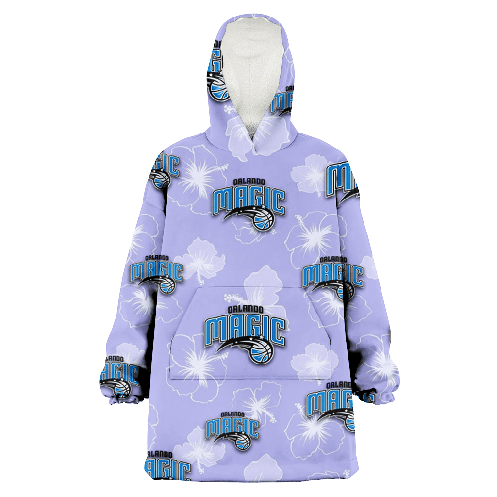 Orlando Magic Sketch White Hibiscus Violet Background 3D Printed Hoodie Blanket Snug Hoodie