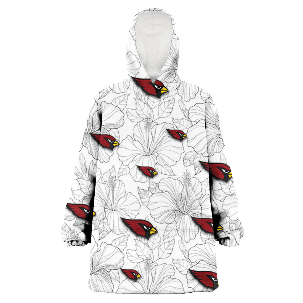 Arizona Cardinals Sketch Hibiscus White Background 3D Printed Hoodie Blanket Snug Hoodie