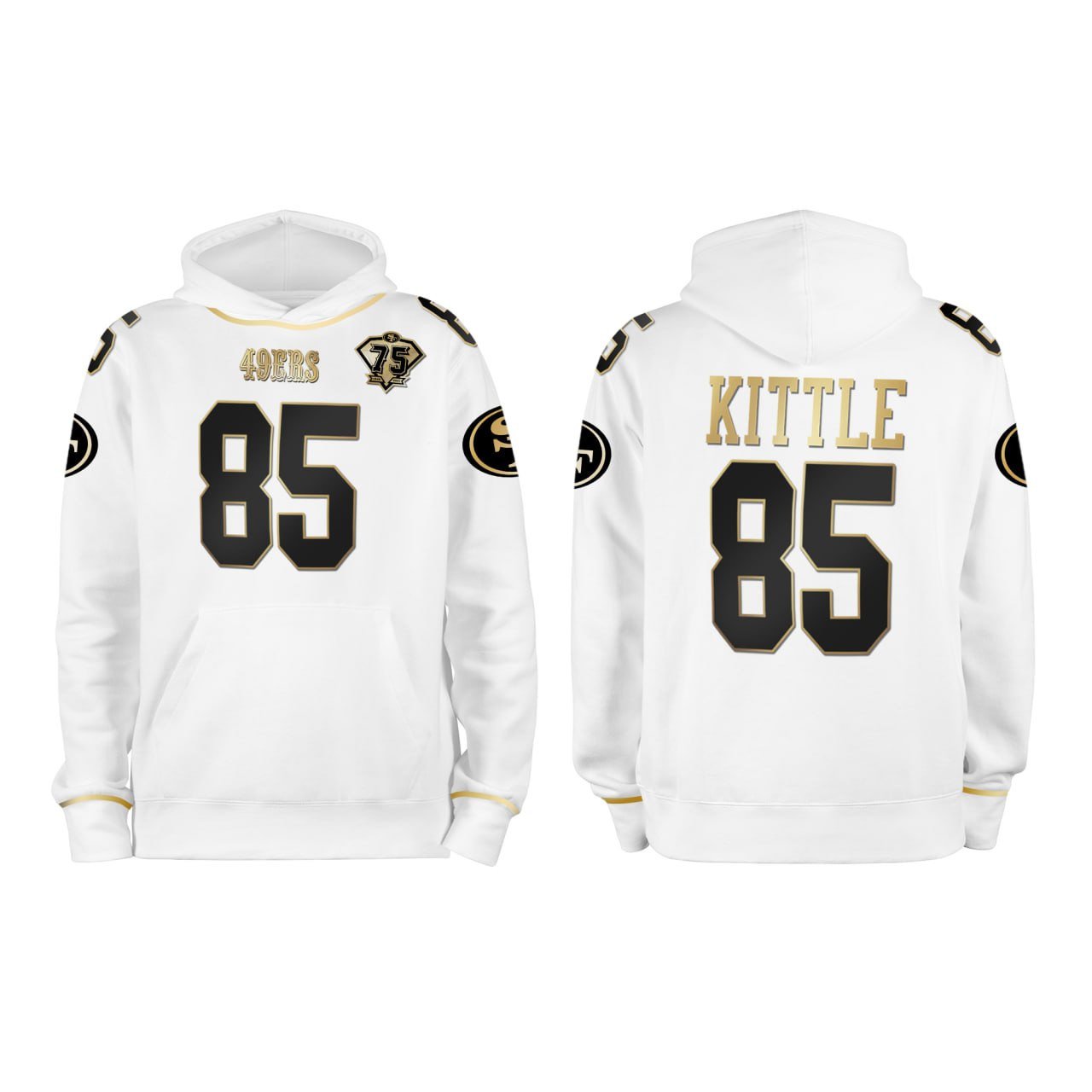 George Kittle 49ers White Gold Hoodie: Premium Fan Gear