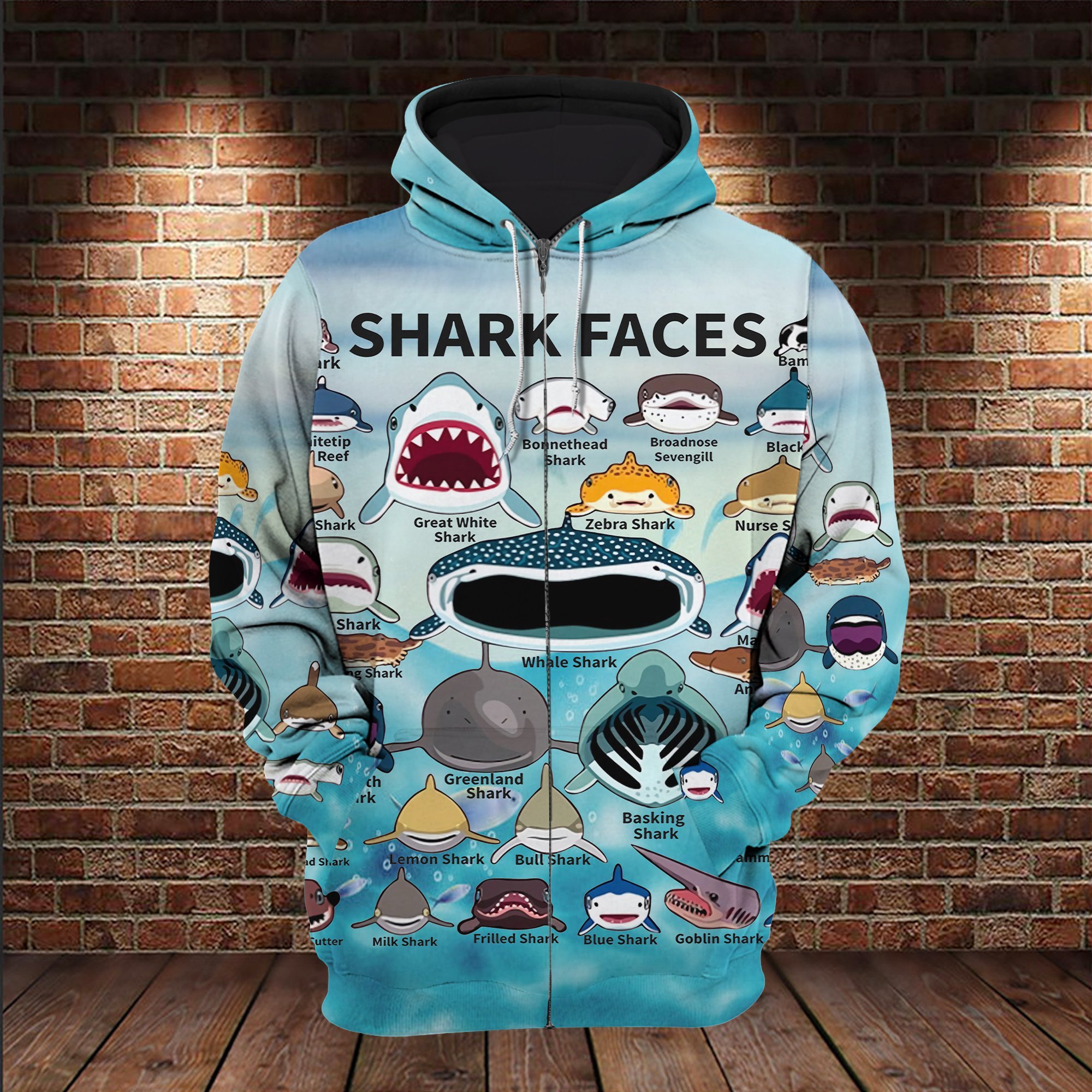 Shark Faces Ocean Animal 3D All Over For Shark Lovers