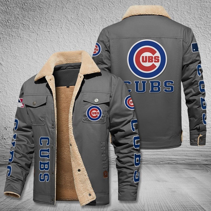 Chicago Cubs Team Name And Logo MLB Stand Collar Jacket