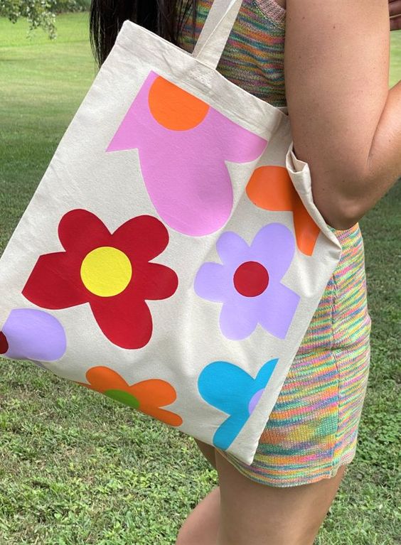 Caroline Law Floral Print Canvas Tote bag, Canvas Tote Bags, Tote Bag Design, Tote Bag Idea