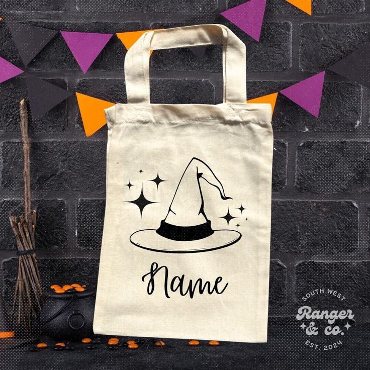 Personalized Witch Trick or Treat Tote Bag for Kids, Custom Halloween Tote, Trick or Treat Bag, Best Tote Bags Ideas, Cute Tote Bags Ideas, Tote Bag Design Ideas, Girls Tote Bag, Best Canvas Tote Bags Ideas