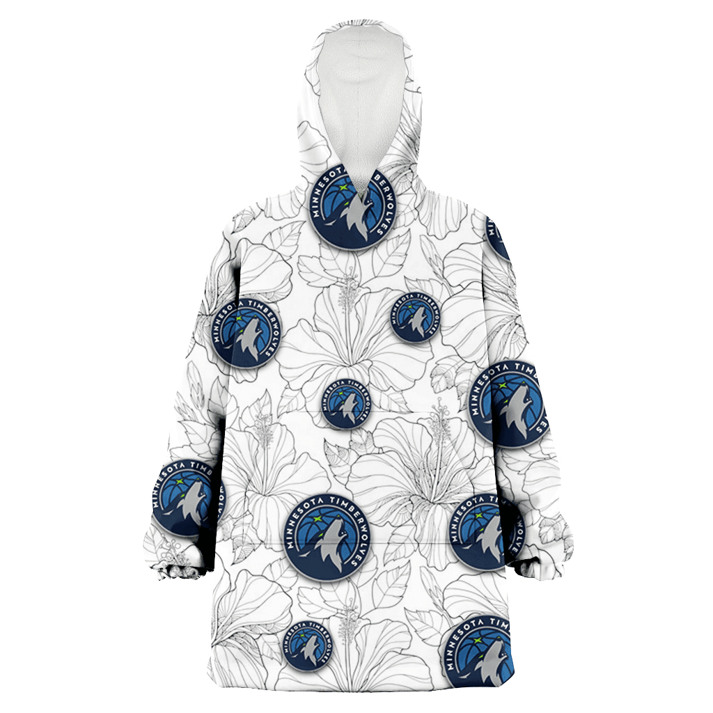 Minnesota Timberwolves Sketch Hibiscus White Background 3D Printed Hoodie Blanket Snug Hoodie