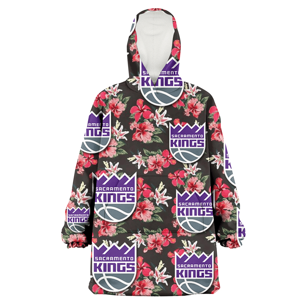 Sacramento Kings Pink Hibiscus Orchid Brown Background 3D Printed Hoodie Blanket Snug Hoodie