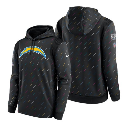 Men’S Los Angeles Chargers Charcoal 2021 Crucial Catch Therma Pullover Hoodie