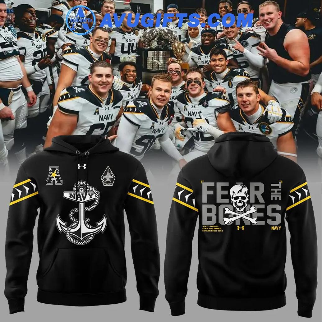 Navy Midshipmen Football Fear The Bones Cic Champions 2024 Special Edition Black Hoodie – Zip Hoodie 3D Aop Shirt