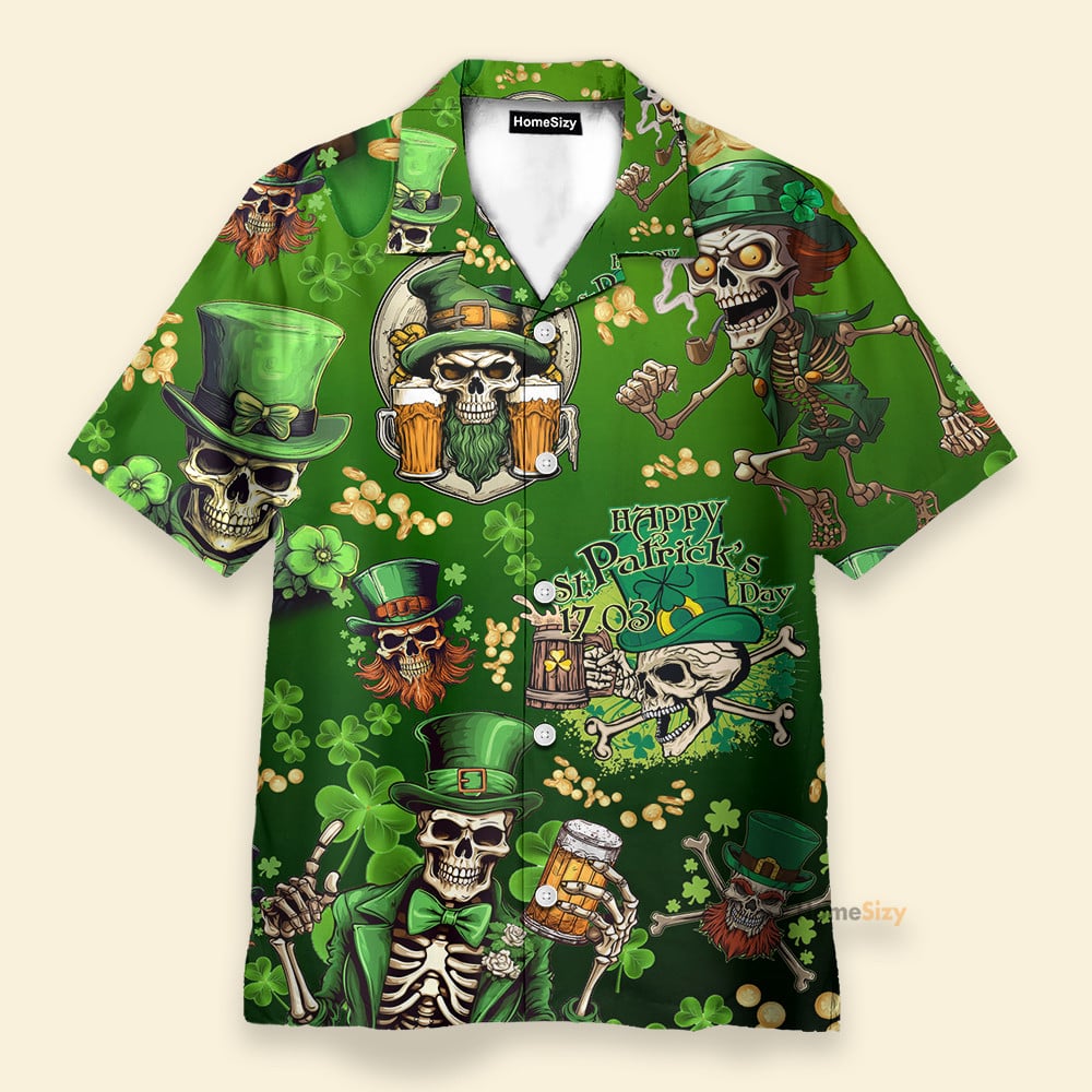 Skull Beer Happy St Patrick’S Day – Hawaiian Shirt