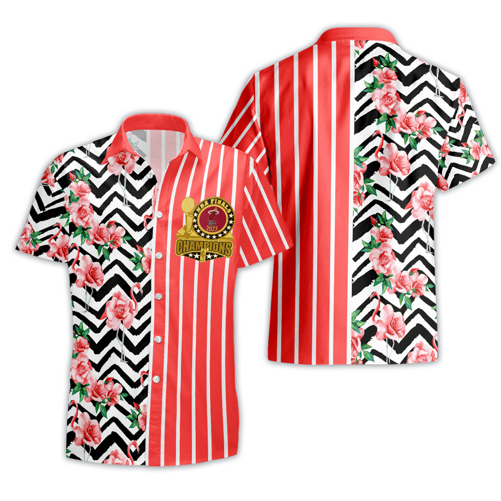 Miami Heat Nba Champions Pattern Print Hawaiian Shirt