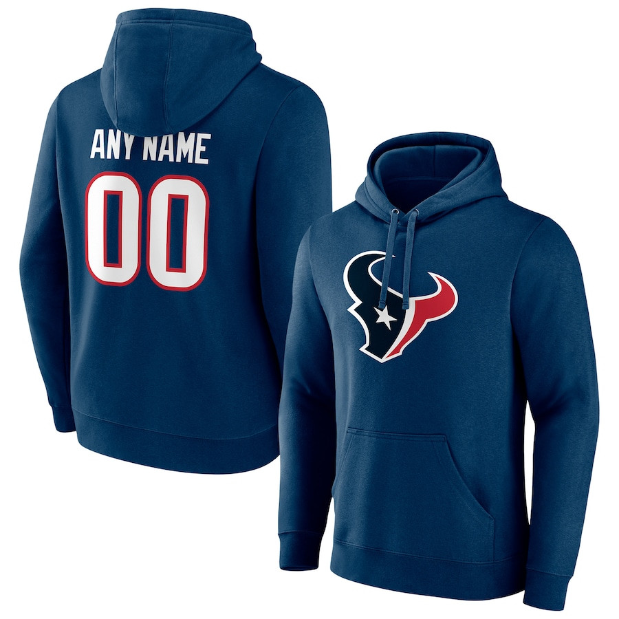 Custom Name And Number Houston Texans NFL Logo Navy Print 2D Hoodie