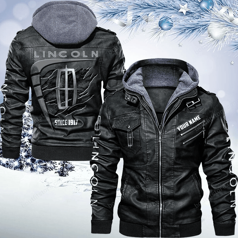 Lincoln Zip Leather Jacket With Hood