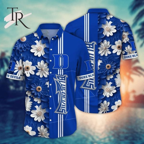 Duke Blue Devils Ncaa Half Flower Half Team Logo 3D Hawaiian Shirt