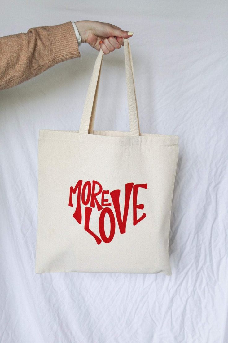 More Love, Tote Bag, Best Tote Bags Ideas, Cute Tote Bags Ideas, Tote Bag Design Ideas, Girls Tote Bag, Best Canvas Tote Bags Ideas