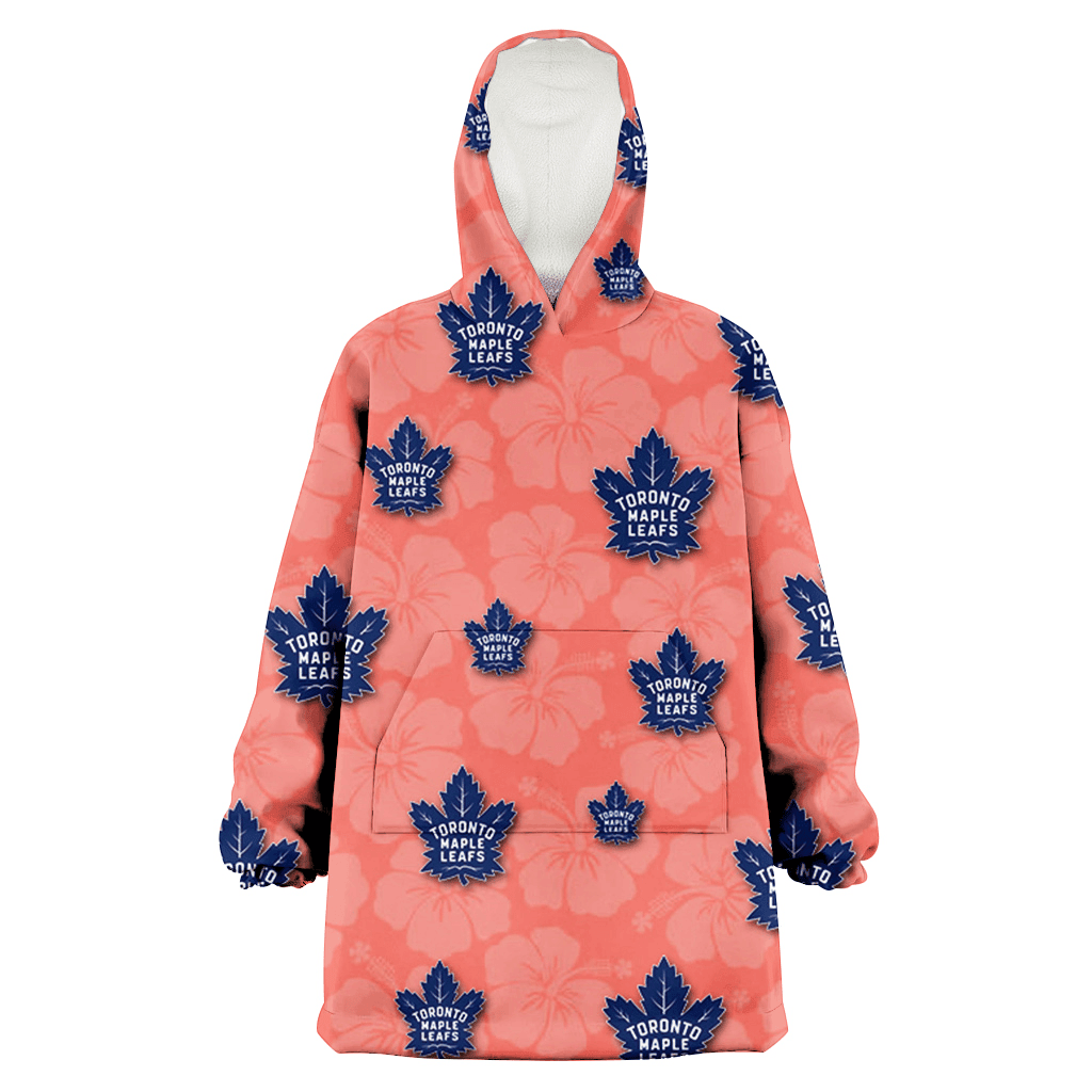 Toronto Maple Leafs Peach Puff Hibiscus Tomato Orange Background 3D Printed Hoodie Blanket Snug Hoodie