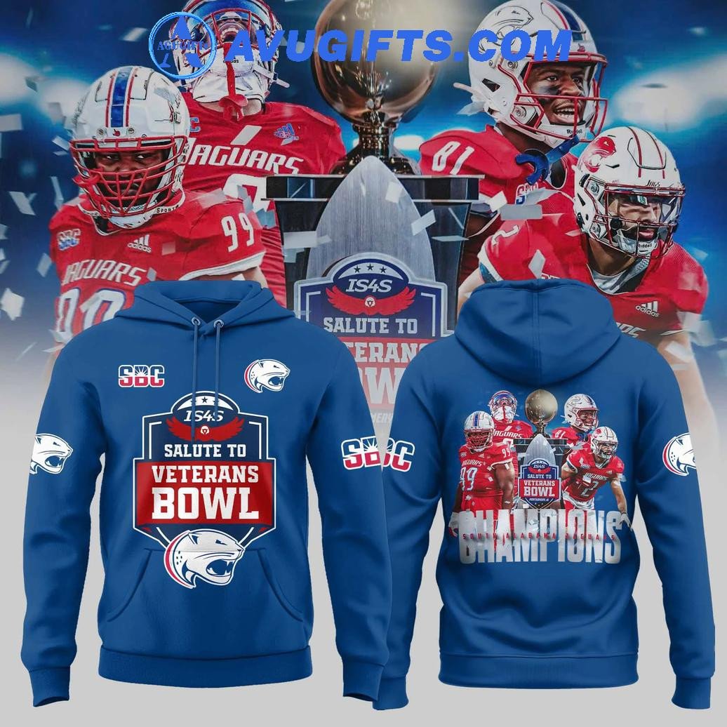 South Alabama Football Salute To Veterans Bowl Champions 2024 Limited Edition Blue Hoodie – Zip Hoodie 3D Aop Shirt