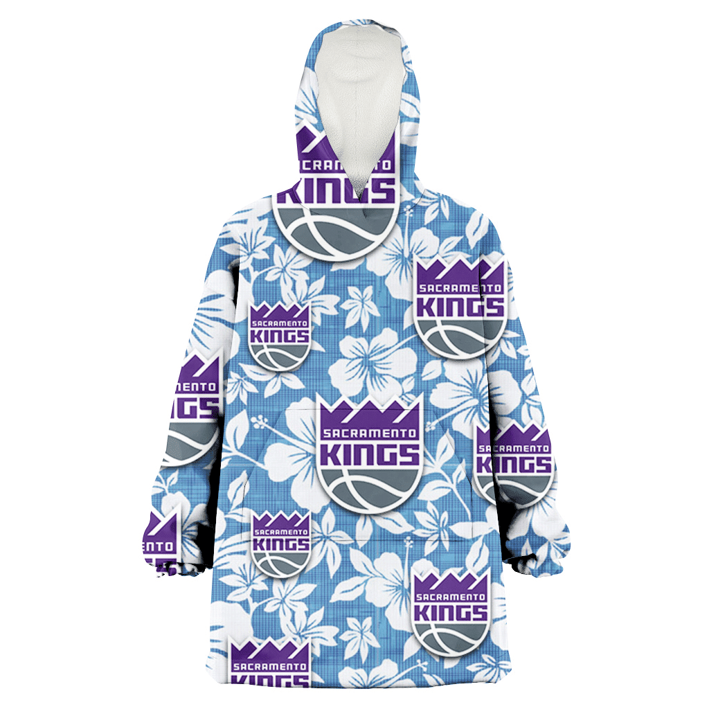 Sacramento Kings White Hibiscus Light Blue Texture Background 3D Printed Hoodie Blanket Snug Hoodie