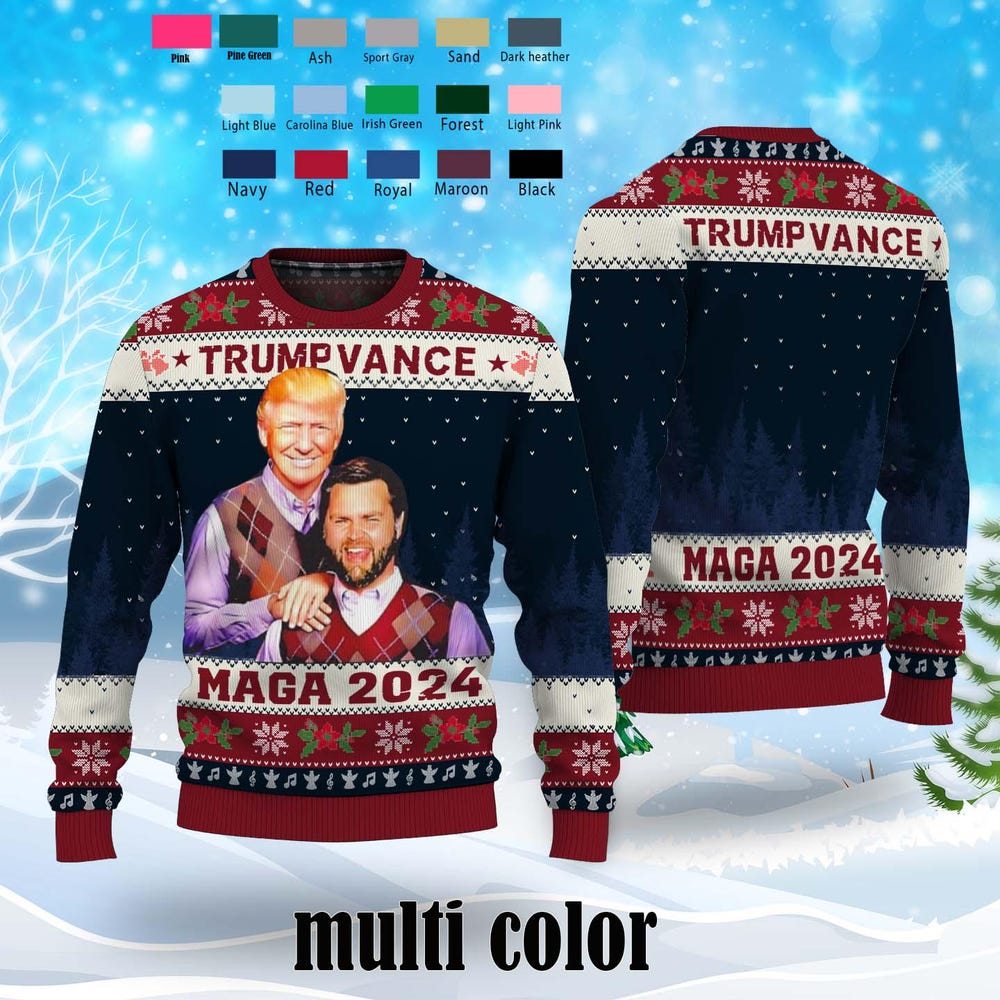 Trump Vance 24 Ugly Sweater Christmas, Trump 2024 Sweater, President Trump, Republican Support Ugly Sweater Trump Shirt, Sweater Christmas X Halloween Collection From Snorider