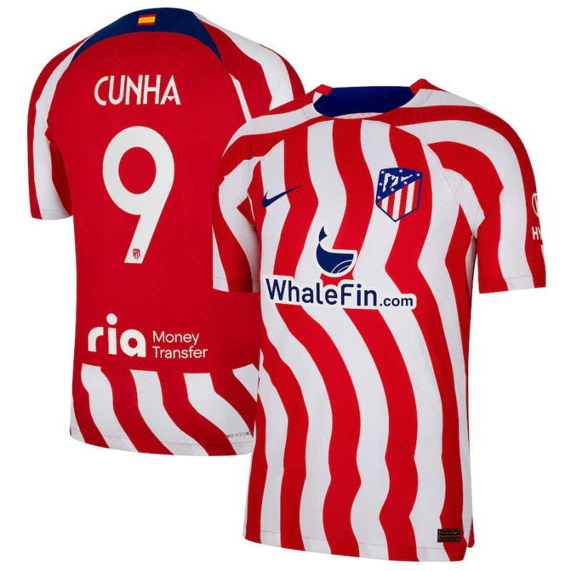 Atlético De Madrid Metropolitano Home    Unisex Shirt 2023 With Cunha 9 Printing