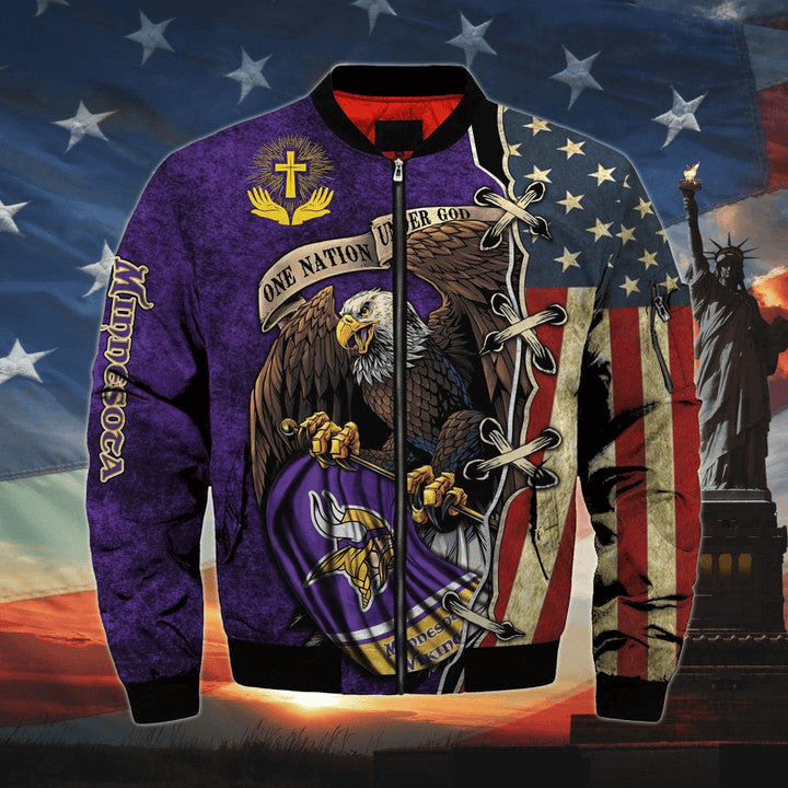 One Nation Under God Minnesota Vikings Unisex Bomber Jackets