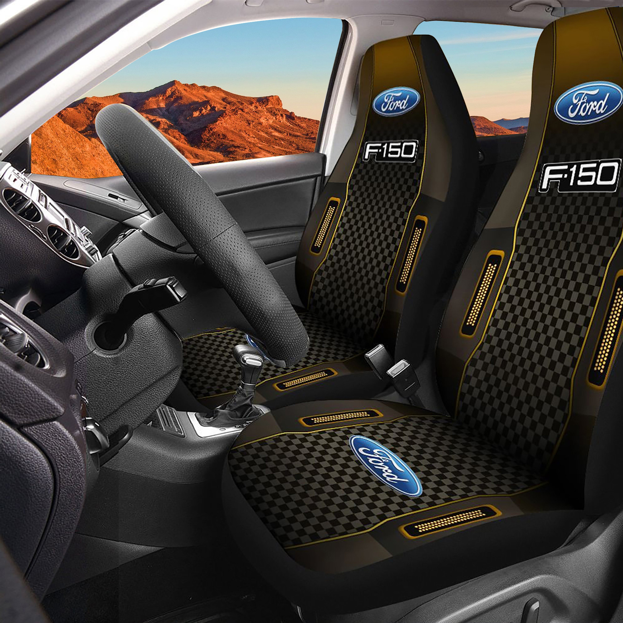 Ford F-150 Logo Car Seat Cover Set (Yellow) CSC9778