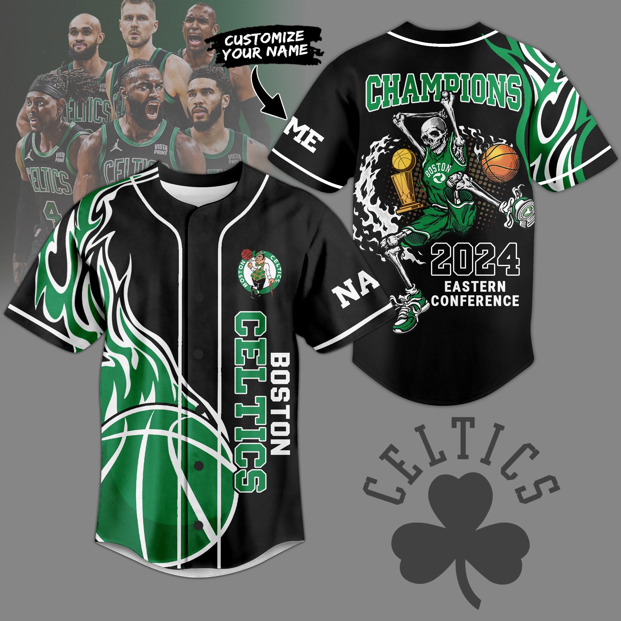 Merchcustom Boston Celtics Baseball Jersey For Fans