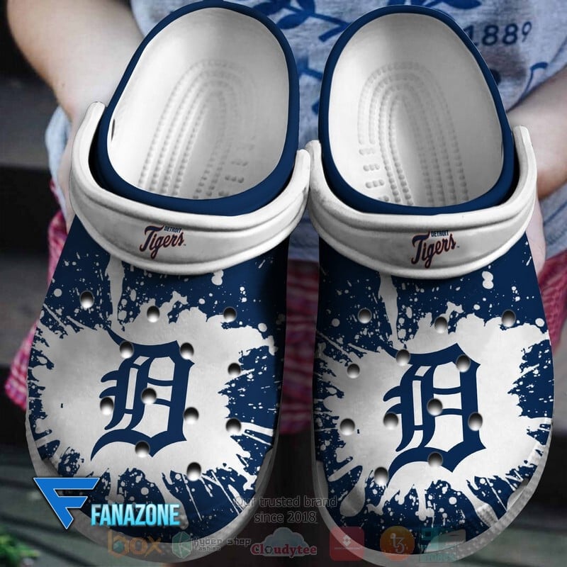 Detroit Tigers Logo Baseball MLB White Sander Blue Crocss Classic Clogs Shoes Ver188