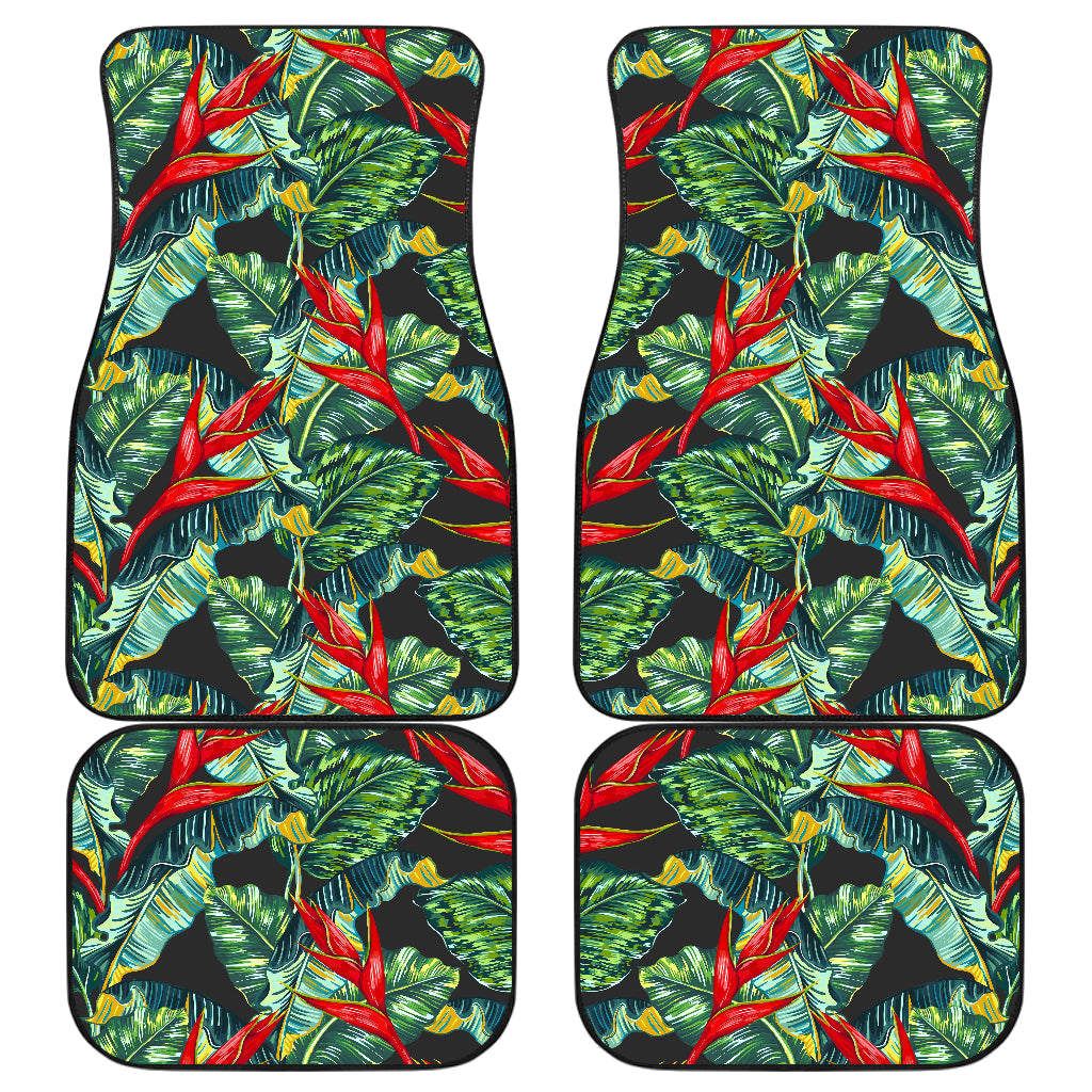 Banana Leaf Hawaiian Pattern Print Front And Back Car Floor Mats, Front Car Mat