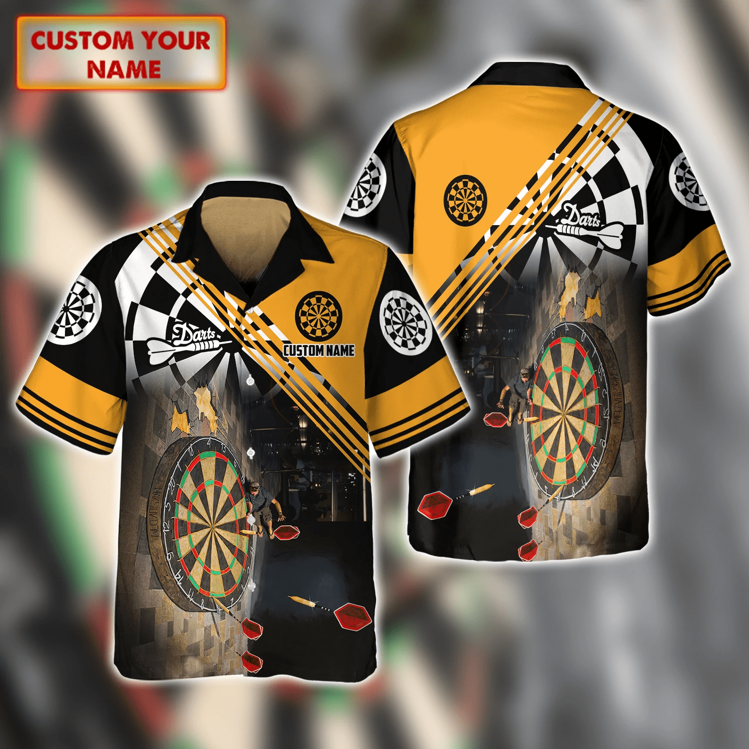 Personalized Name Dart 3D Hawaiian Shirt, Uniform Gift For Dart Player, Dart Hawaiian Shirt For Men