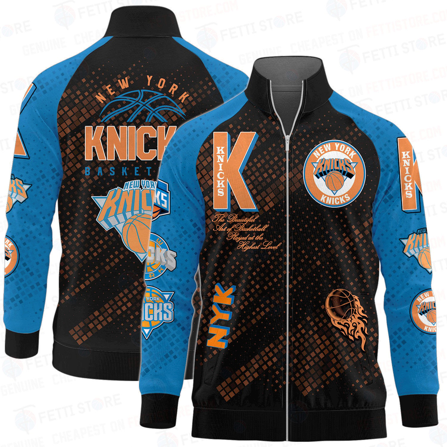 New York Knicks National Basketball Association Stand Collar Zipper Jacket SH