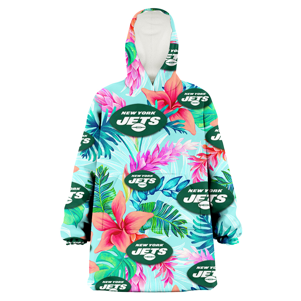 New York Jets Coral Porcelain Flower Violet Orchid Light Blue Background 3D Printed Hoodie Blanket Snug Hoodie