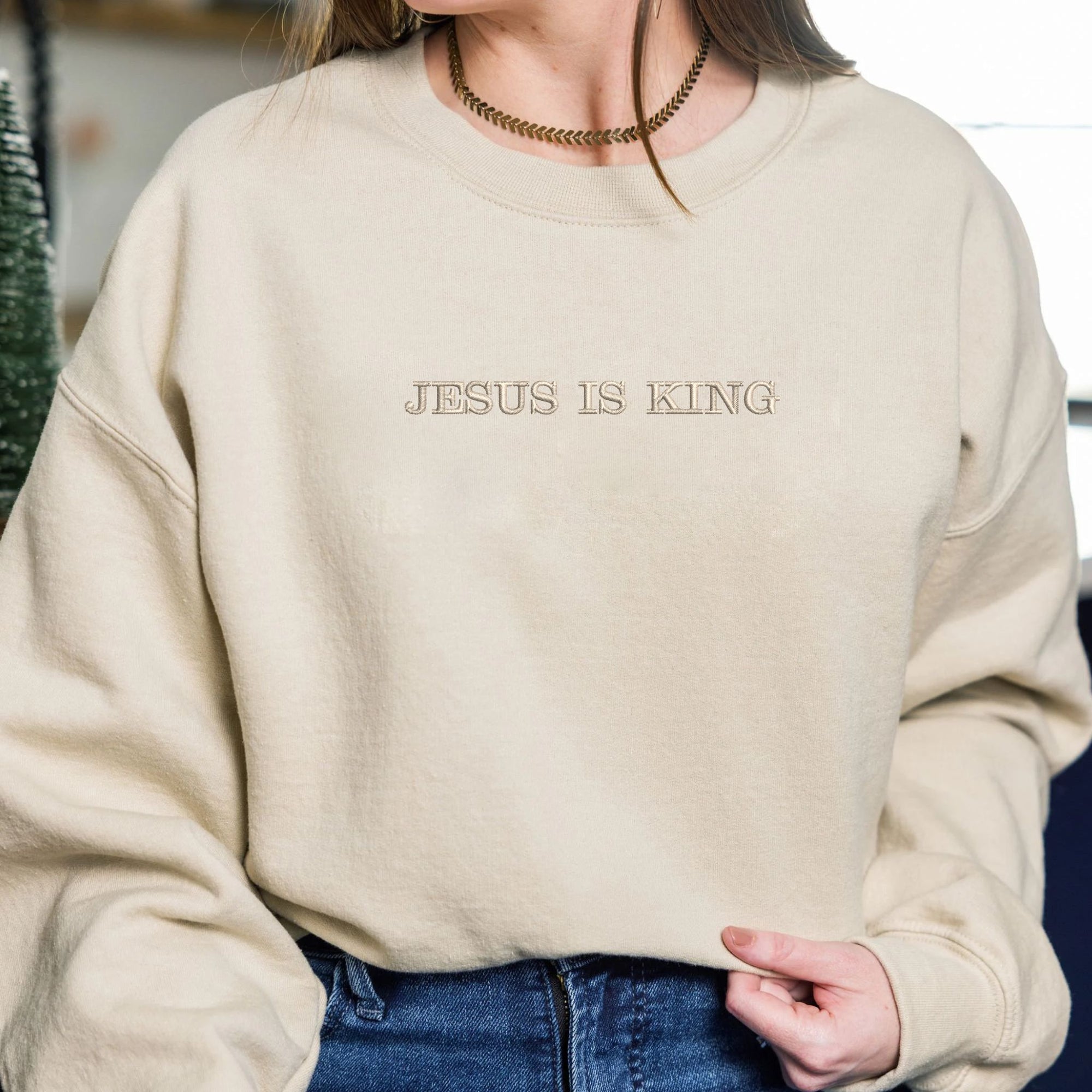 Jesus Is King Embroidered Sweatshirt 2D Crewneck Sweatshirt All Over Print Sweatshirt For Women Sweatshirt For Men Sws5731