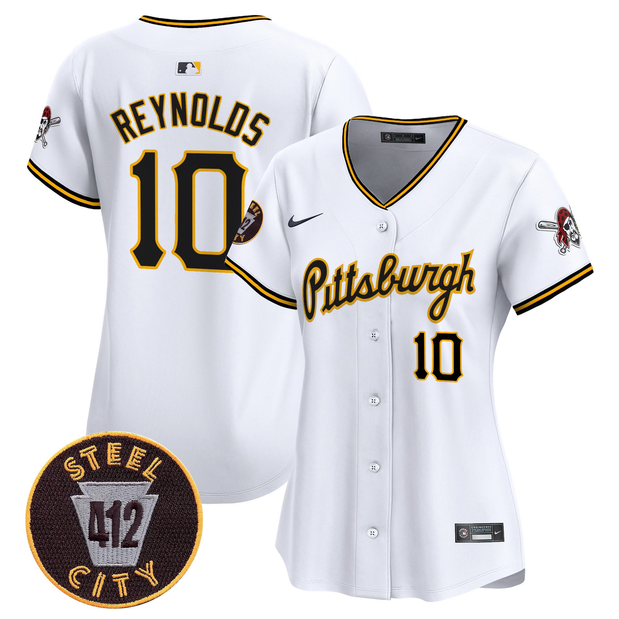 Women’S Pittsburgh Pirates 412 Patch Vapor Premier Limited Jersey V4 – All Stitched