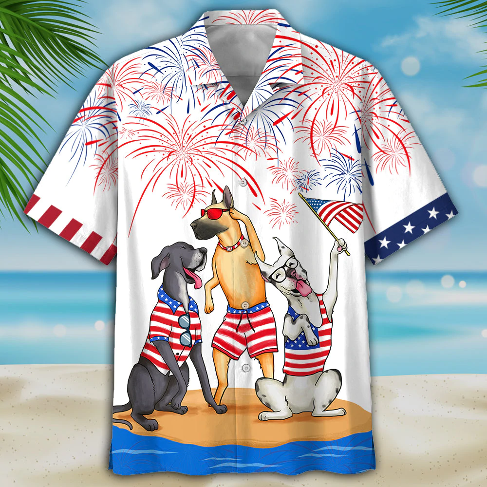 Great Dane Hawaiian Shirt – Independence Is Coming, Usa Patriotic Hawaiian Shirt