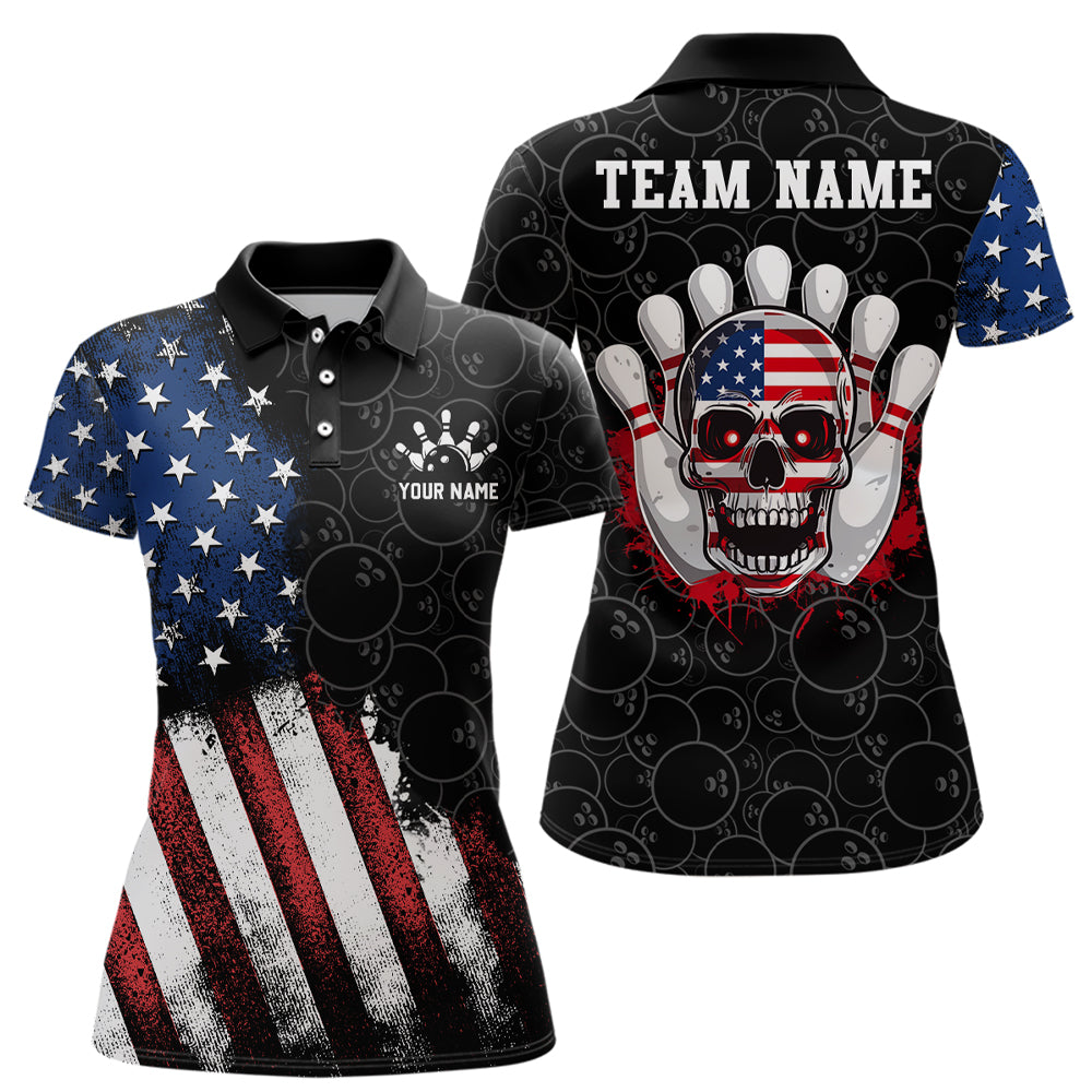 Peckshirt  Skull Bowling Polo Shirt US Flag Bowling Jersey Women Bowling Camo Bowling Customized QZT261 - Print In Your Way
