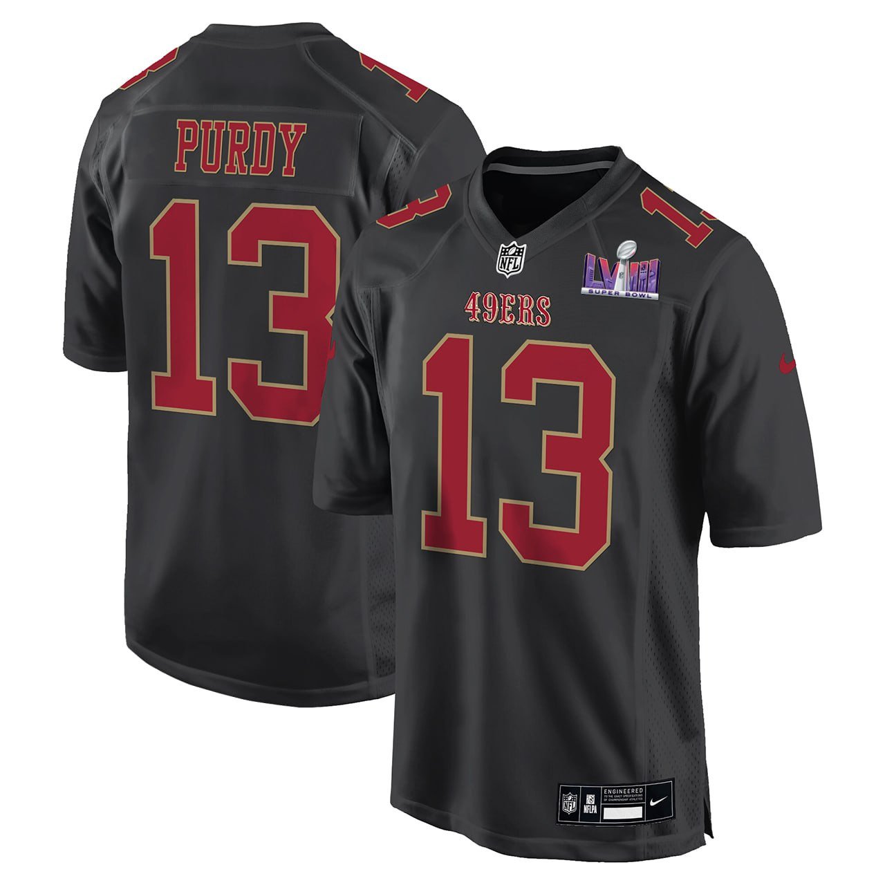 Brock Purdy San Francisco 49Ers Super Bowl Patch Carbon Black Jersey – All Stitched