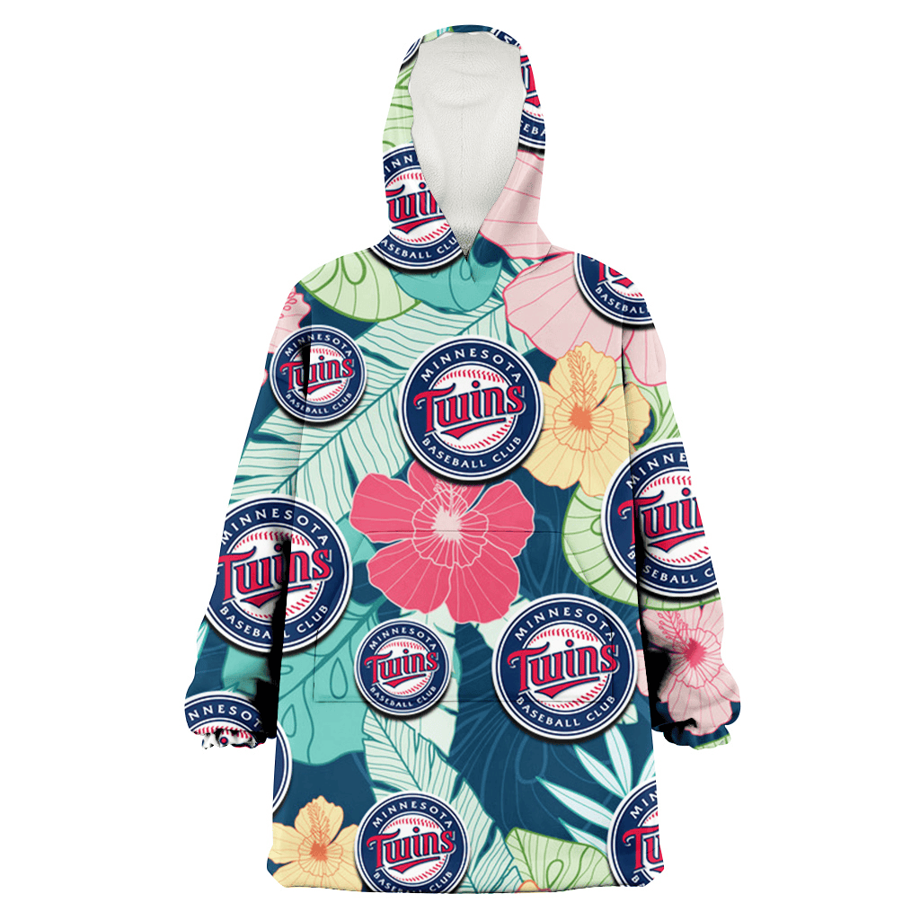 Minnesota Twins Colorful Sketch Hibiscus Dark Green Background 3D Printed Hoodie Blanket Snug Hoodie