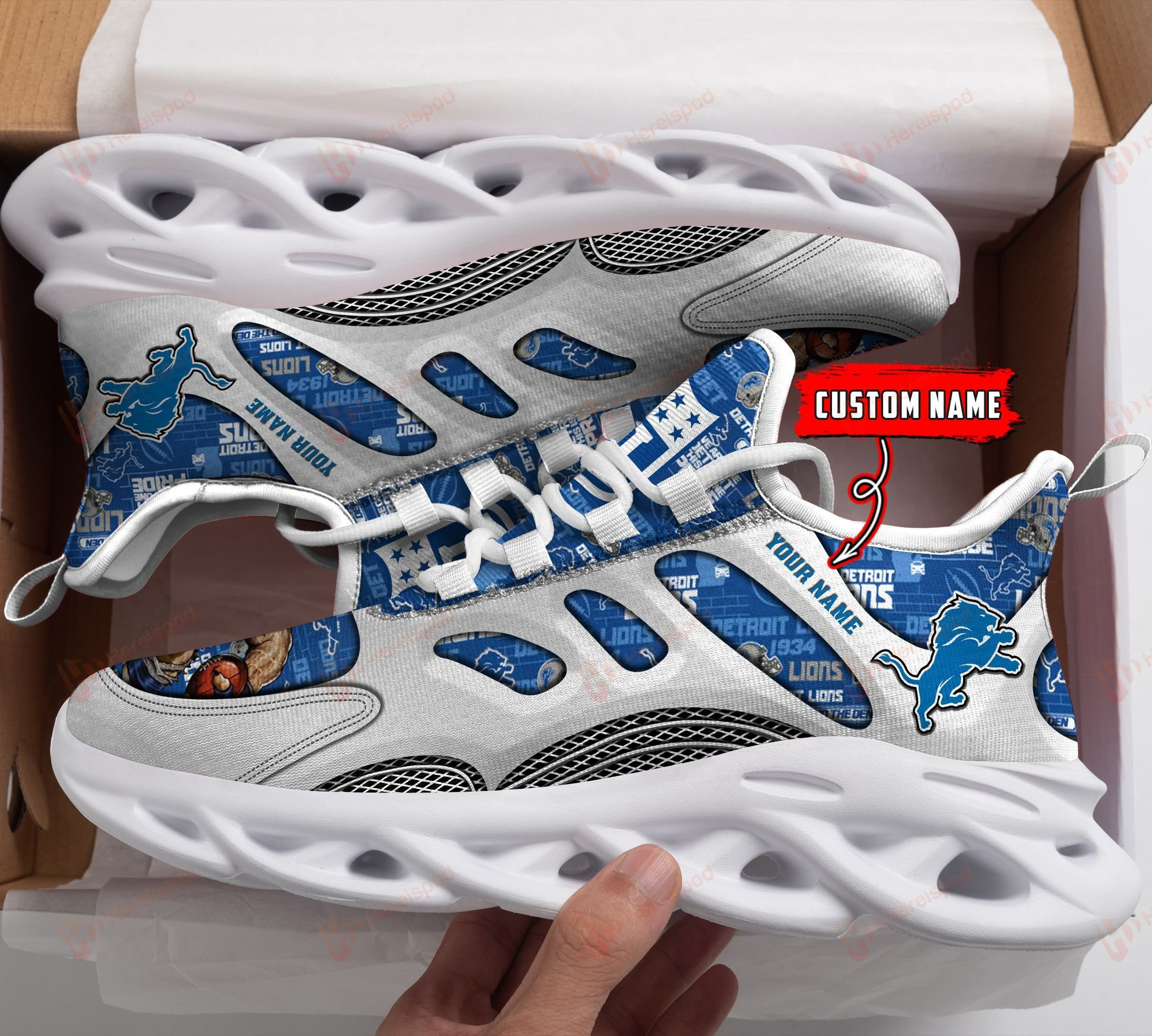 Detroit Lions Personalized Clunky Sneaker Max Soul Shoes MS3472