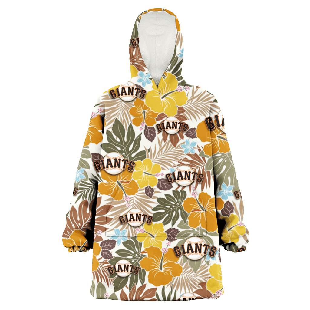 San Francisco Giants Brown Yellow Hibiscus White Background 3D Printed Hoodie Blanket Snug Hoodie